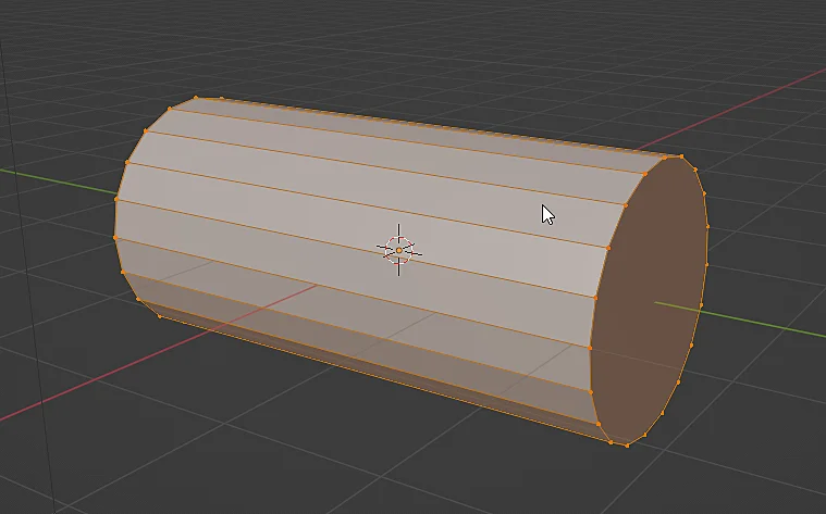 3D model of a cylinder in Blender edit mode.