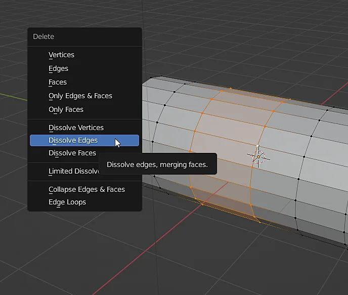 dissolving selected edges in blender