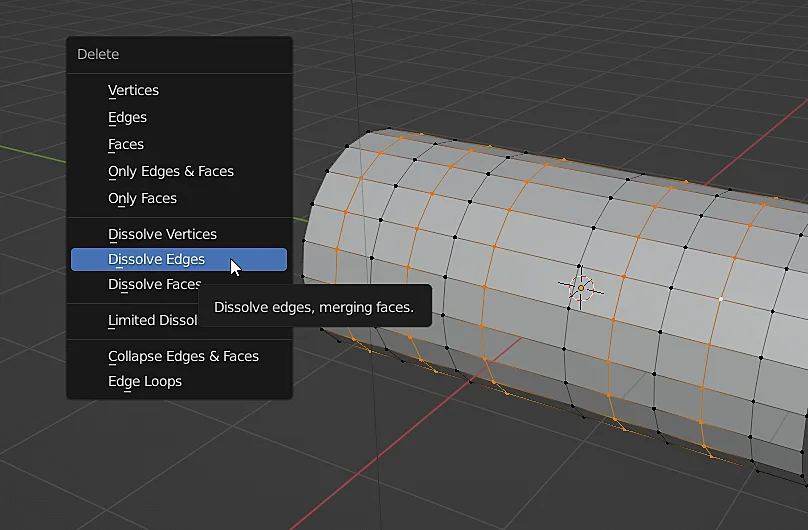 dissolving selected edges in blender