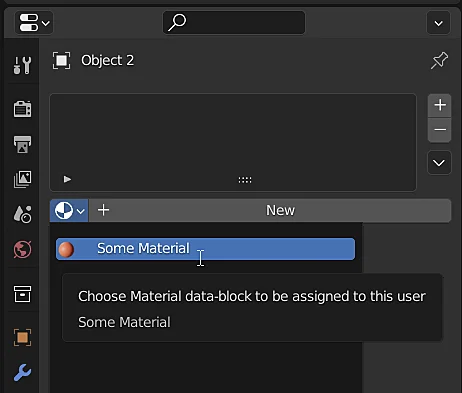 material instance selection in blender, this allows the reuse of the same material in different objects