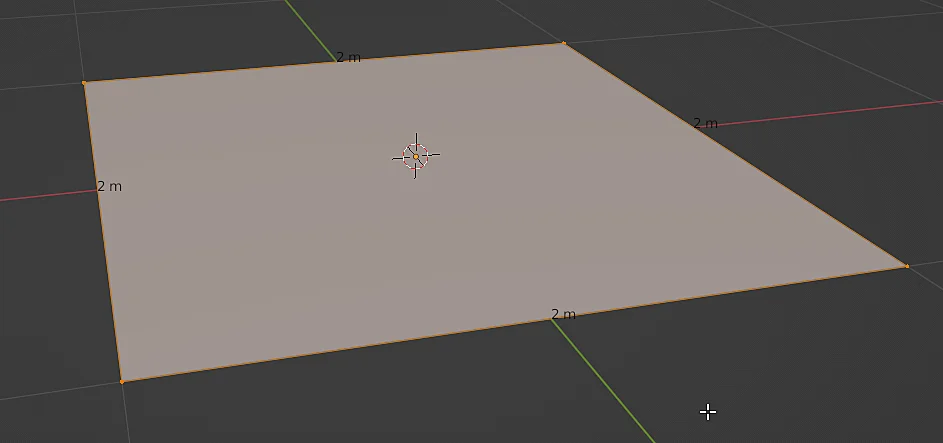 3d model of a plane showing the length of each edge in meters in blender