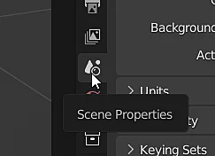 Scene properties tab in Blender where you can change the measurement system.