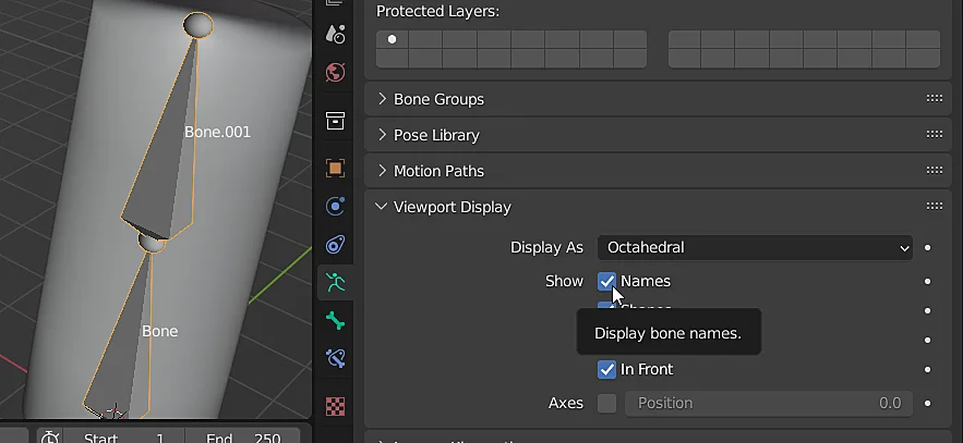 option to display object names in the blender viewport