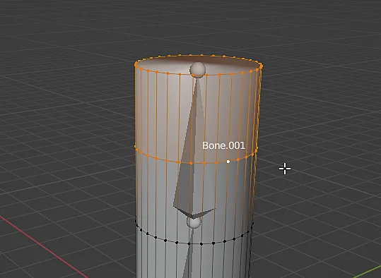 A set of vertices is selected to link to an animation bone in blender.