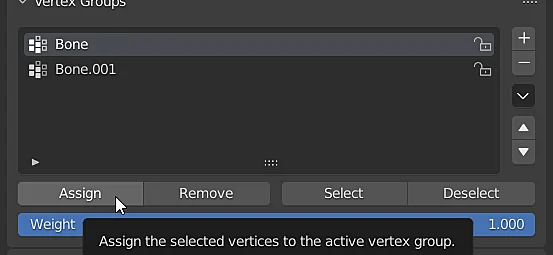 assigning vertices to a group in Blender