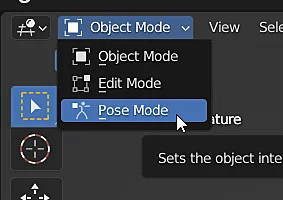 pose mode of an armature in Blender