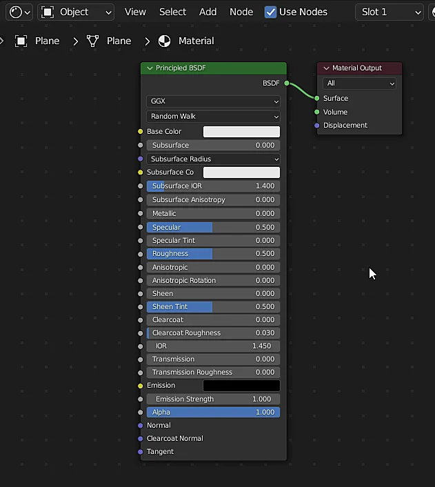 ventana shader editor para editar el shader de un material en blender