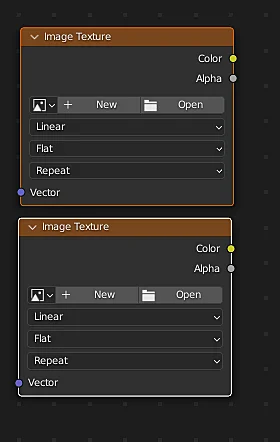 Dos nodos imagen para combinar texturas en Blender
