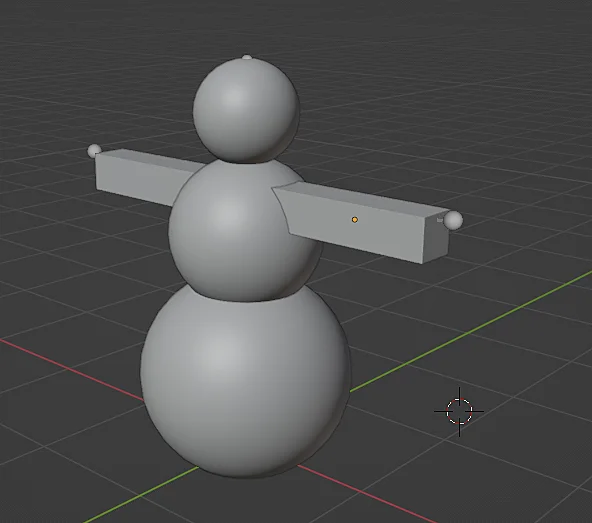 3d model of a snowman in Blender with armature