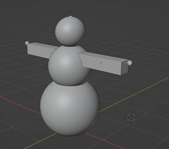 modelo 3d de un muñeco de nieve en Blender con armature