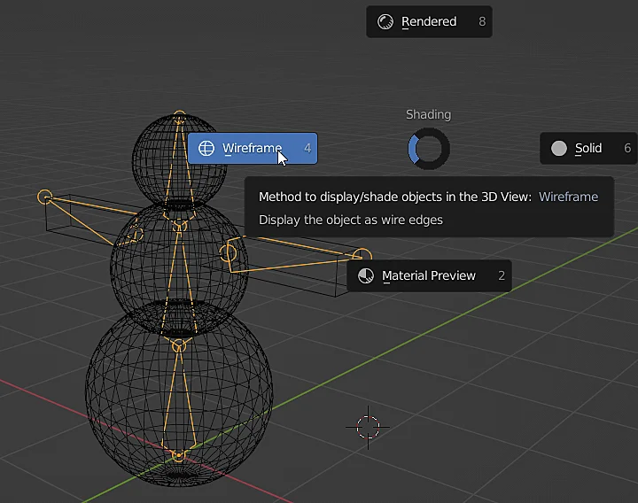 modo wireframe que permite ver objetos ocultos en Blender