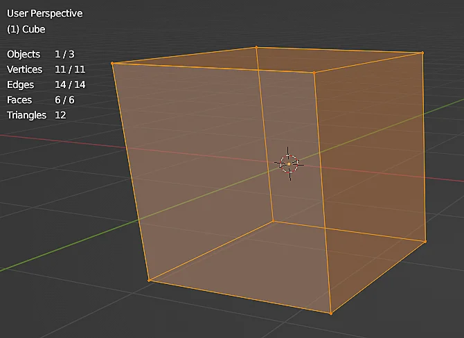 3D Modell mit doppelten Eckpunkten in Blender, alle Eckpunkte sind ausgewählt um doppelte Eckpunkte zu entfernen