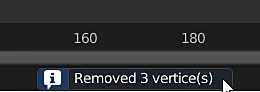 Nachricht in Blender, die anzeigt, dass doppelte Eckpunkte entfernt wurden.