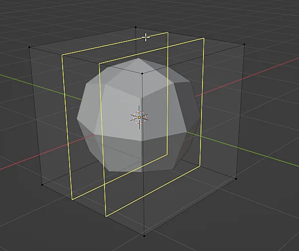 dos cortes sobre modelo 3d en el modo edición con modificador subdivision surface aplicado