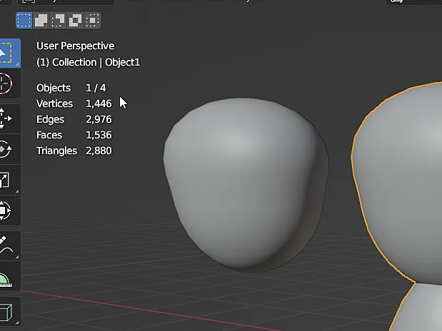 información de la geometría de modelos 3D en blender, vértices, aristas y caras.