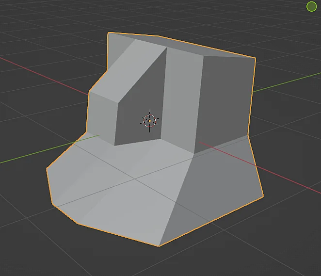 Modelo 3D seleccionado en el modo objeto en Blender