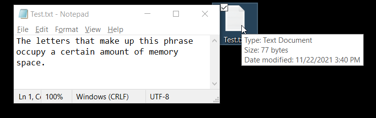 an image to visualize the size of information in computer memory