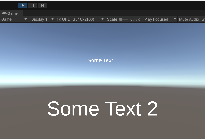 some text mesh pro examples in a scene in Unity