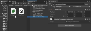 How to WRITE TEXT MESH PRO from SCRIPT in Unity