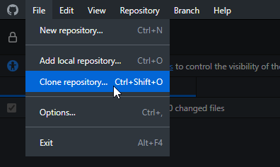 option to clone a repository on  github desktop