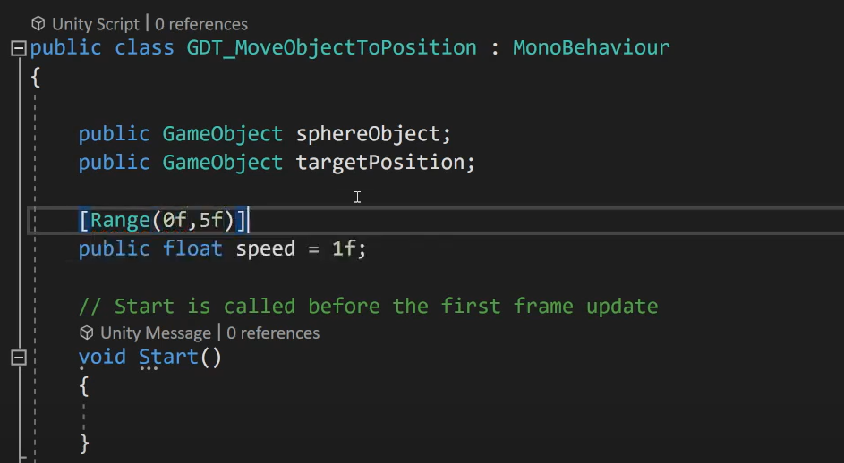 defining gameobject variables to make an object chase another object in unity at a certain speed