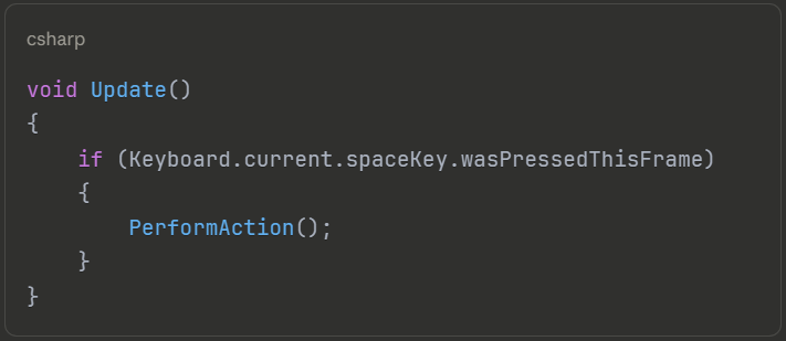 Reading spacebar input in Unity's Update function - First step to create a cooldown timer in Unity that responds to player actions