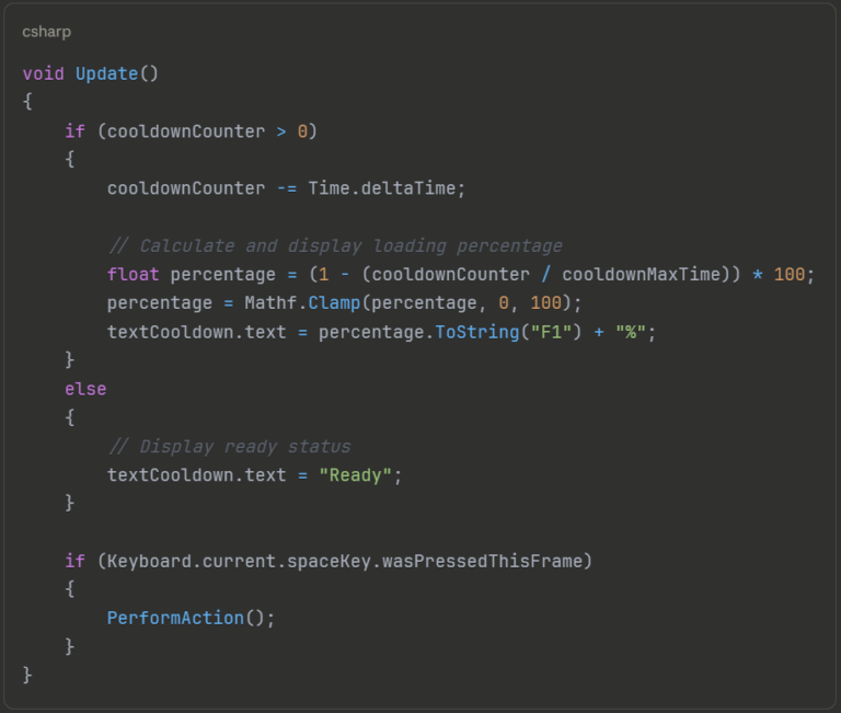 How to create a cooldown timer in Unity to limit an action