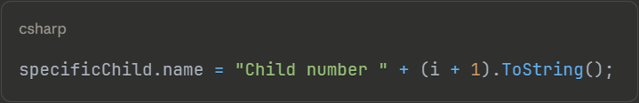 Dynamically renaming child GameObjects during iteration using the name property in Unity