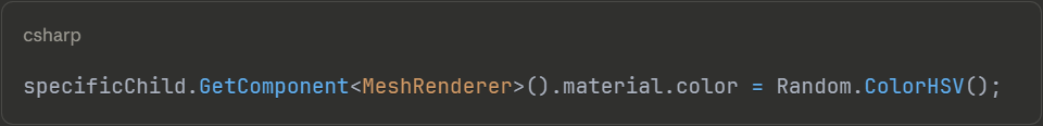 Applying random colors to child GameObject MeshRenderers during iteration in Unity