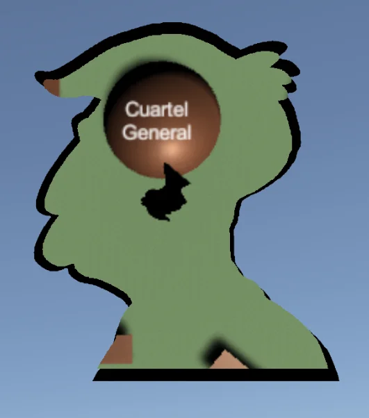 mini mapa hecho en unity con la forma de la silueta de skinner, icono para el personaje