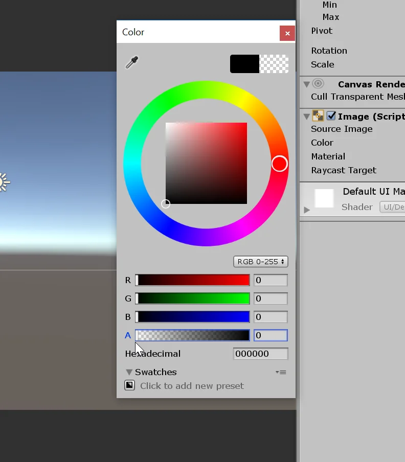 color adjustment of an object image in unity