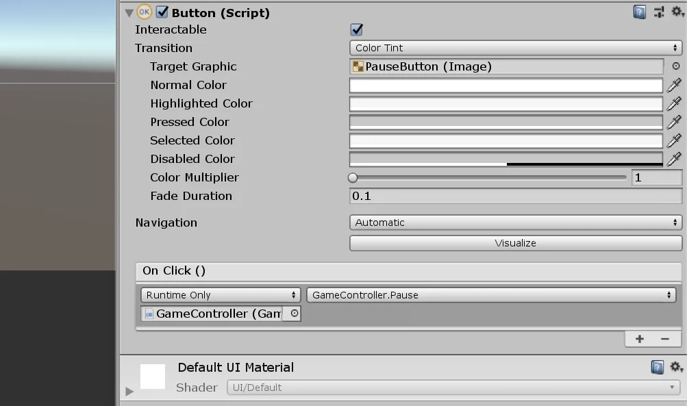 window inspector for a gameobject in unity