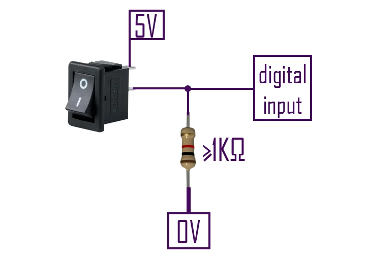 switch connection with pull-up resistor for arduino digital inputs