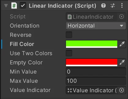 parameters of a health bar in unity