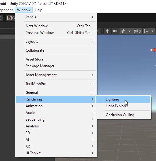 window unity lighting configuration