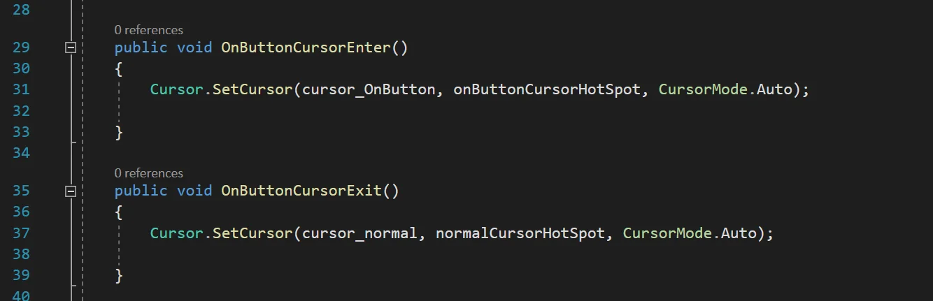 functions to change the cursor image in unity