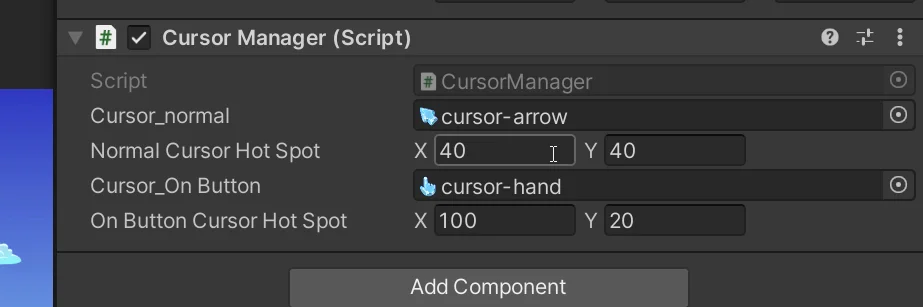 script to change the cursor in unity