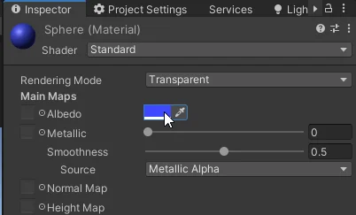 color parameter of a material in unity