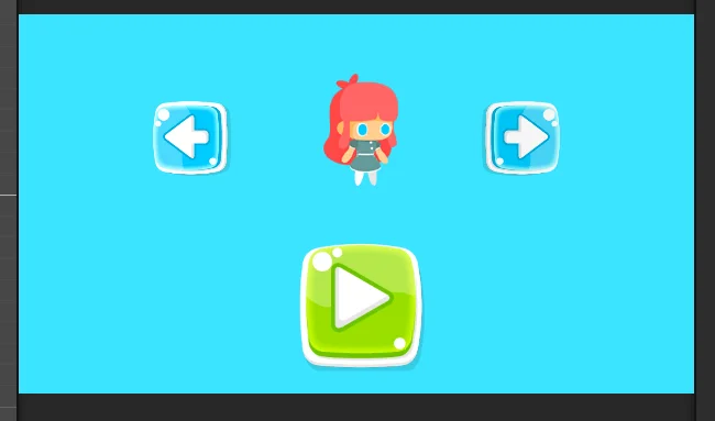 character selection menu in unity, two blue buttons to change the character, a green button to start playing