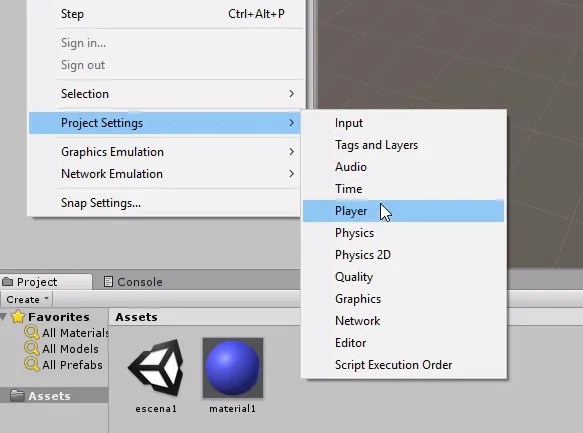 para exportar de unity a android hay que ir a los ajustes de player en unity y completar algunos campos