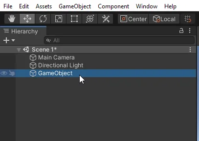 gameobject vacio en unity para probar activacion y desactivacion