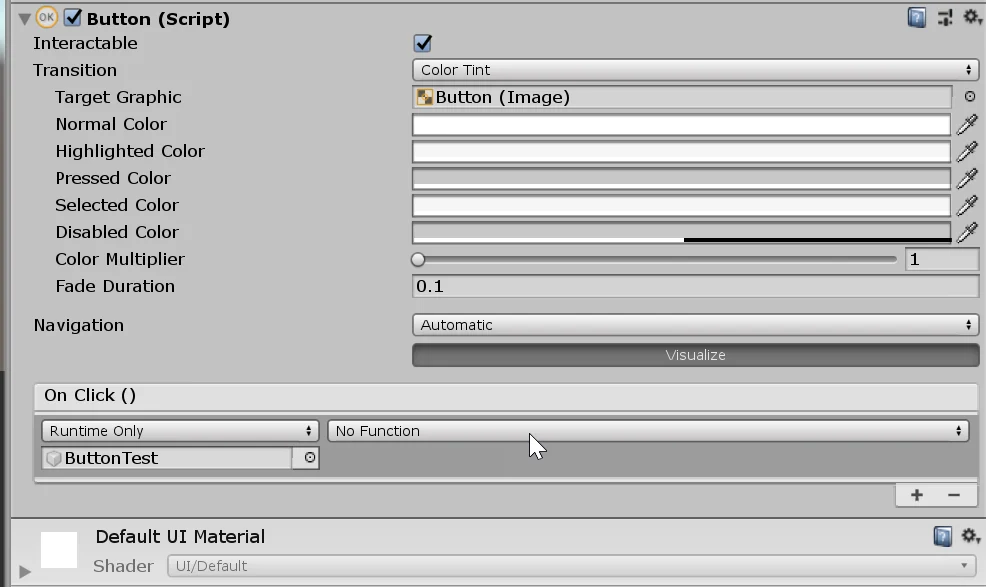 componente boton de canvas en unity, asignacion de un gameobject en el evento onclick