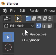 Schaltfläche zum Umschalten vom Editiermodus in den Blender-Objektmodus