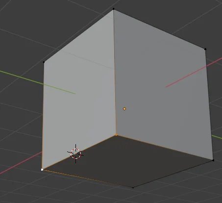 3d-Cursor über der Mitte einer Kante im Blender