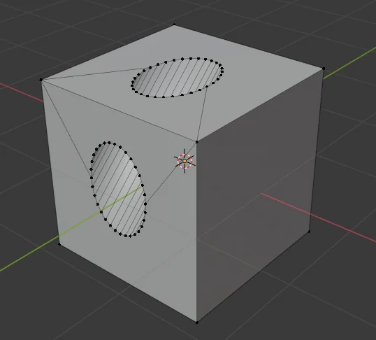 se hizo un agujero en blender utilizando el modificador boolean