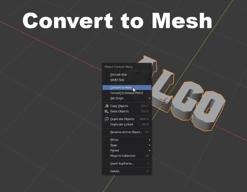 convert 3d letters to mesh in blender