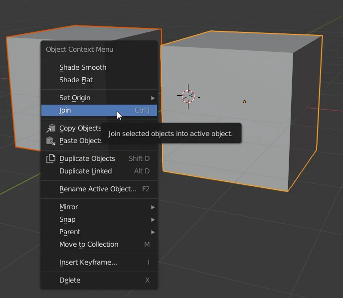 la opción join permite unir dos objetos en blender