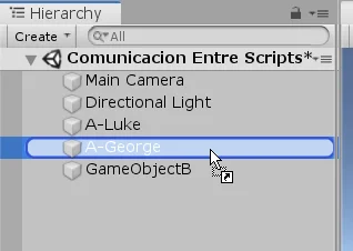 hierarchy of a project in unity, gameobjects