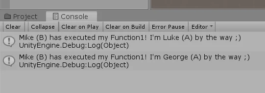 print messages in console in unity, communication between scripts, basic programming unity