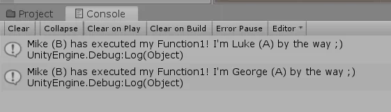 print messages in console in unity, communication between scripts, basic programming unity